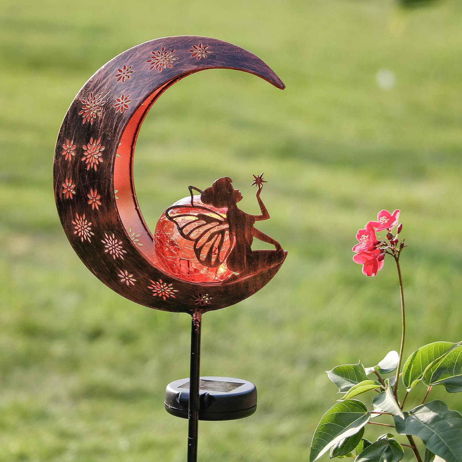 Natural Moon outlet Stone Garden Stake (Glass Ball)